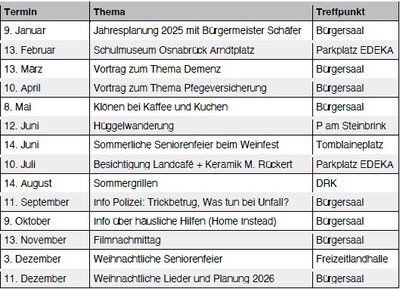 Terminplan Seniorenbeirat 2025
