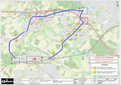 Vollsperrung Ortsdurchfahrt Hasbergen - Umleitungsstrecke BP 6-7