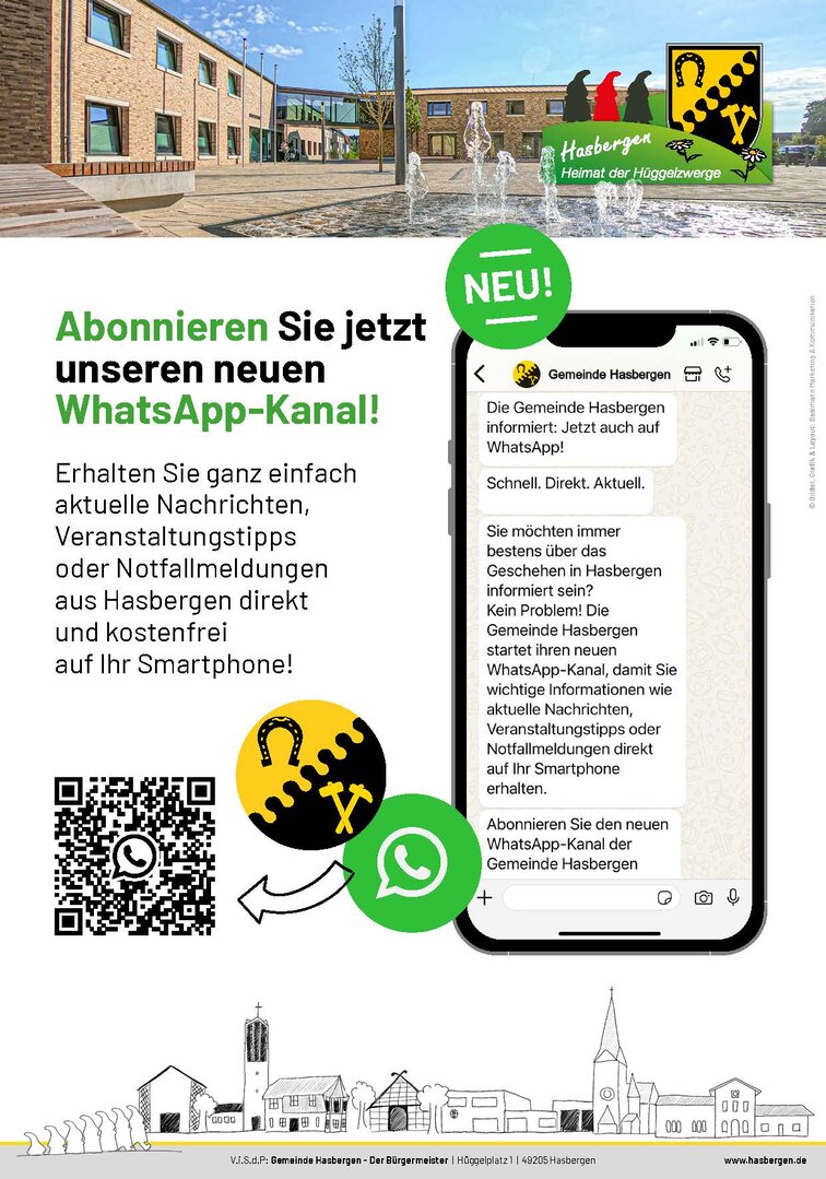 Gemeinde Hasbergen - WhatsApp-Kanal ab sofort verfügbar